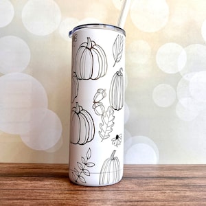 Pumpkin Fall Leaves 20 oz Skinny Tumbler Wrap Laser Engraved Digital Download SVG PDF