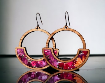 Boho Half Round Hoop Inlay Earring Laser File Digital Download SVG PDF