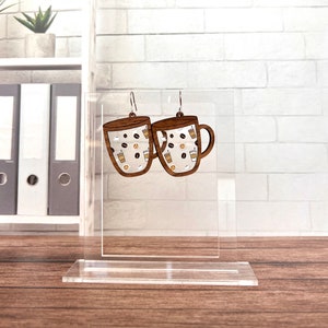Coffee Mug Inlay Earring Laser Cut File Digital Download SVG PDF