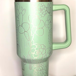 Cactus Cacti 40 oz Tumbler Wrap Laser File engraved digital download SVG PDF