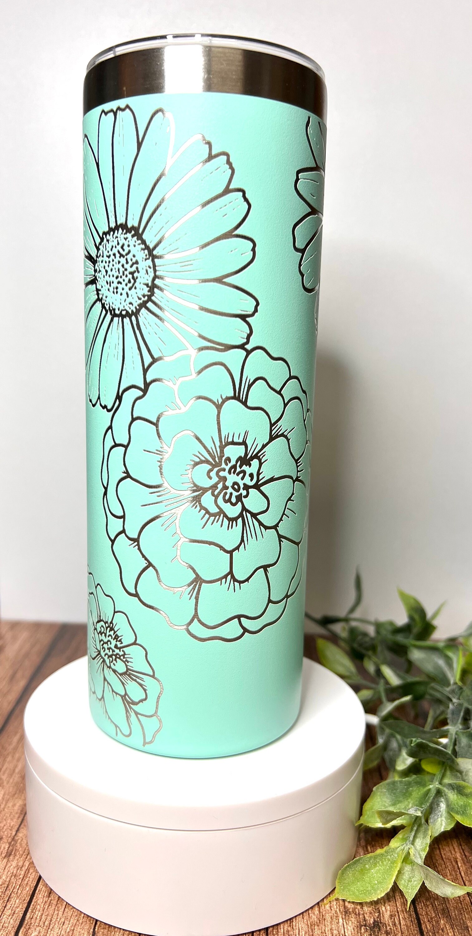 Floral Tumbler 20 Oz Wrap Laser File: Daisy Marigold Design (SVG, PDF ...
