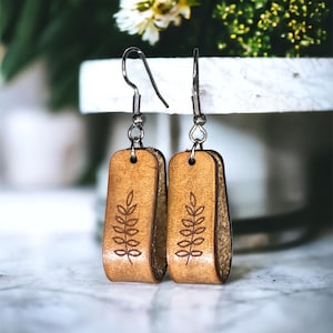 Leather Loop Leaves Earring Laser File Digital Download SVG PDF