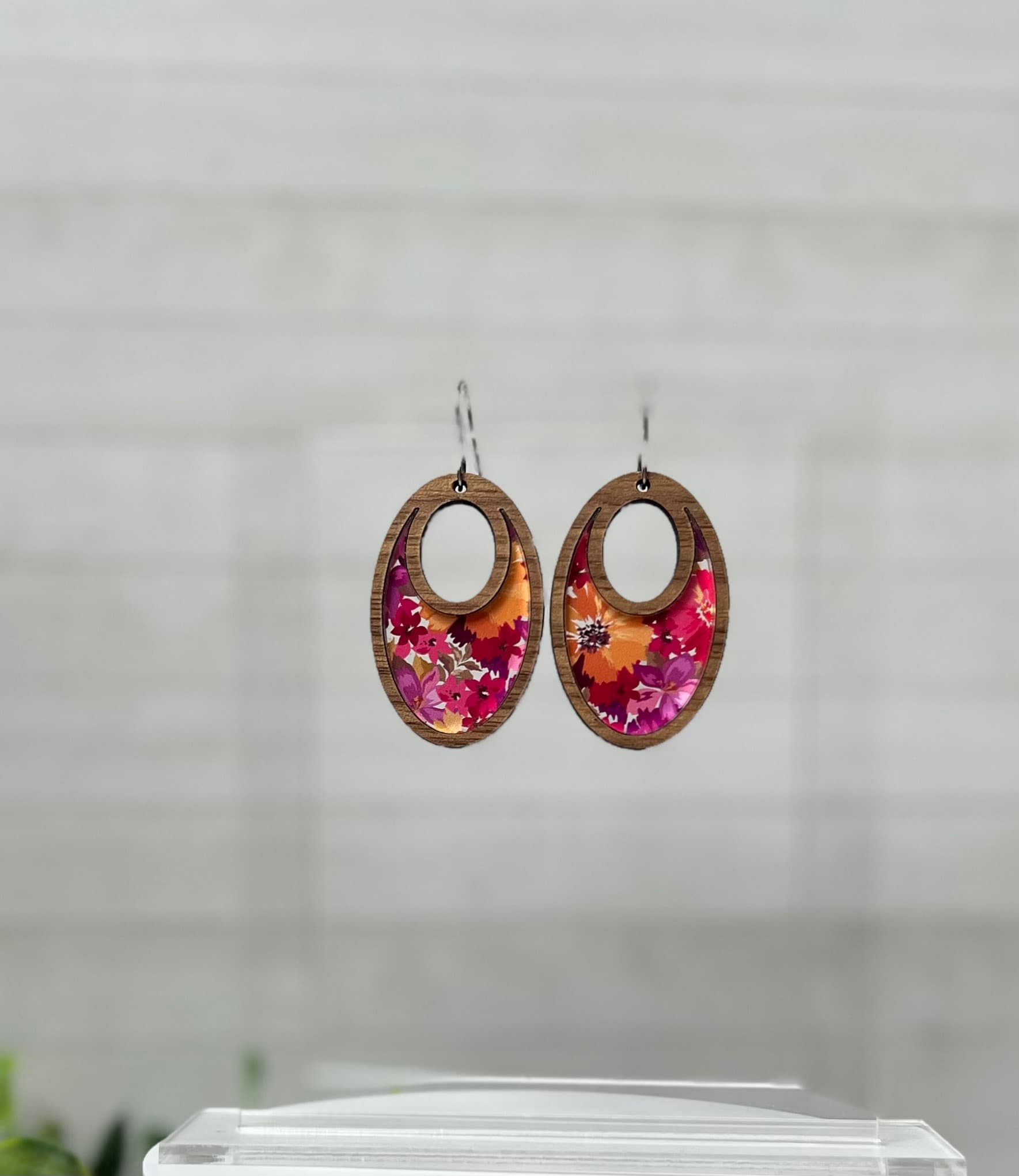 Classic Oval Hoop Inlay Earring Laser Cut File Digital Download SVG PDF