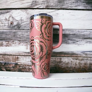Rose 40 oz Tumbler Wrap Laser File Engraved Digital Download SVG PDF