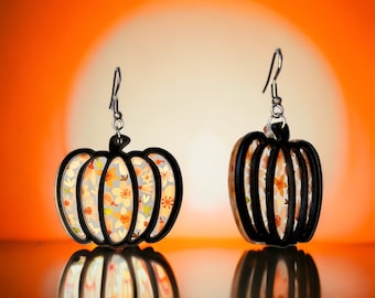 Pumpkin Fall Layered Framed Earring Laser Cut File Digital Download SVG PDF