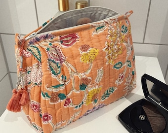 Makeup Pouch Make up Bag Toiletry Bag Skincare Bag Travel Makeup Bag Floral Bag Makeup Pouch Floral Bag Cotton Block Printed Bag Skincare