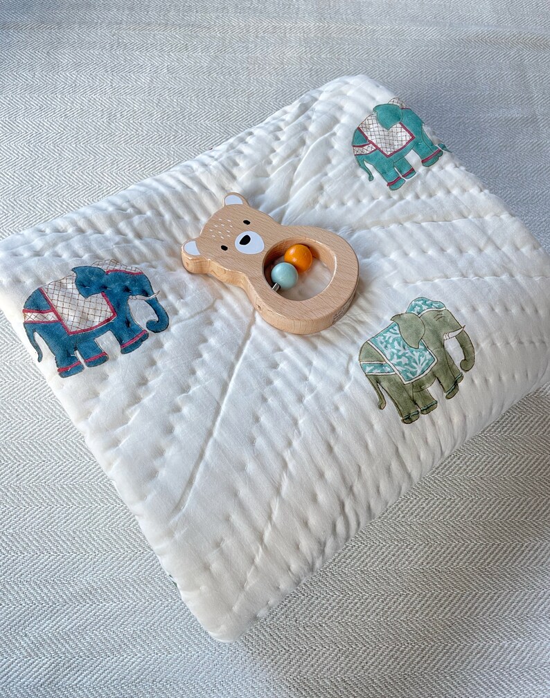 Baby Quilt, Newborn Gift, Baby Girl Gift, Baby Shower Gift, Hand Block Print Baby Quilt, Warm