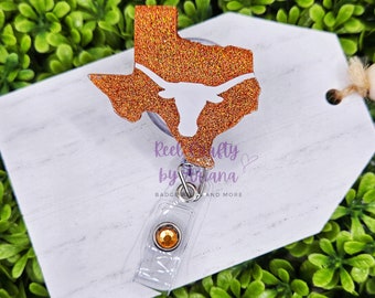 Longhorns badge reel, UT Austin badge reel,college, Texas, TX, badge holder, gift, football badge reel