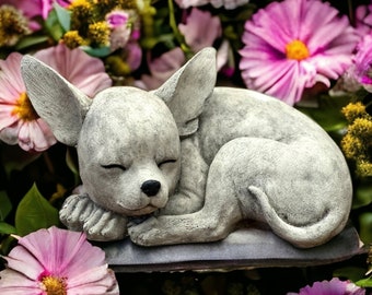 Sleeping chihuahua dog statue Laying chihuahua figurine Garden dog statuary