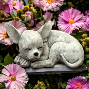 Sleeping chihuahua dog statue Laying chihuahua figurine Garden dog statuary