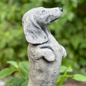 Dachshund figure Dog statue Memorial stone Outdoor sculpture Garden statue Concrete pet dog decor Gift dog lover Backyard decor