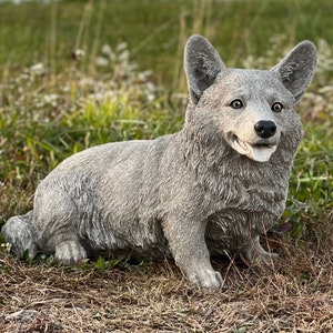 Large Corgi Sculpture Concrete Welsh corgi statue Pembroke Welsh Corgi Dog Figure Pet lower Gift Outdoor Lawn Ornament Patio Decoration