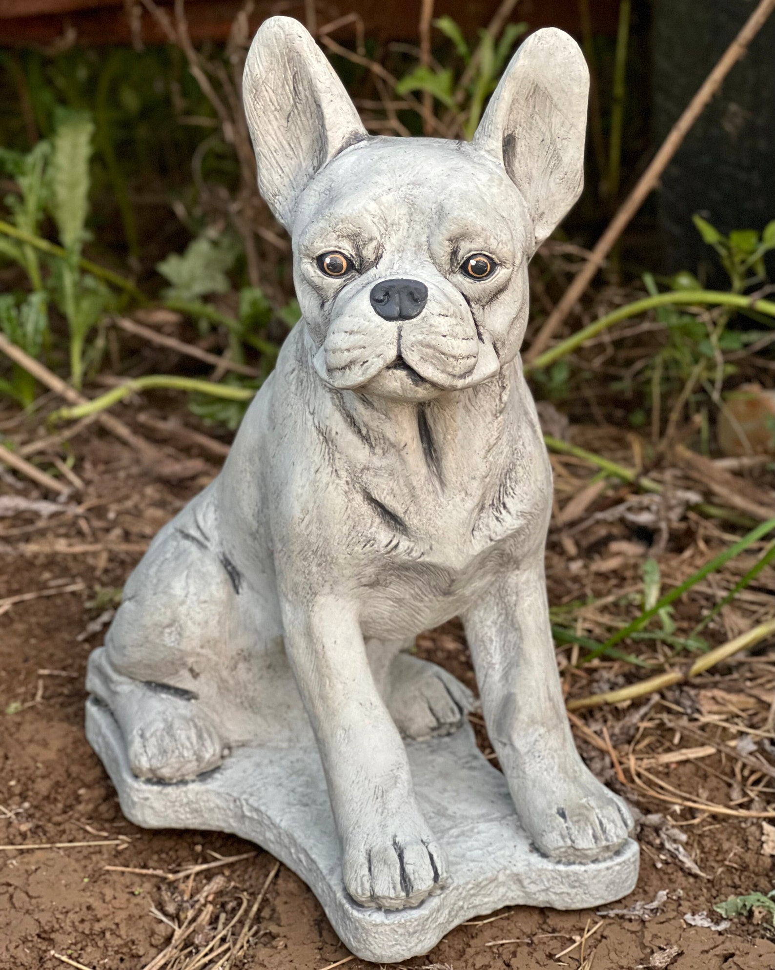 Large French Bulldog Statue Concrete Bulldog Decor Stone Dog Etsy
