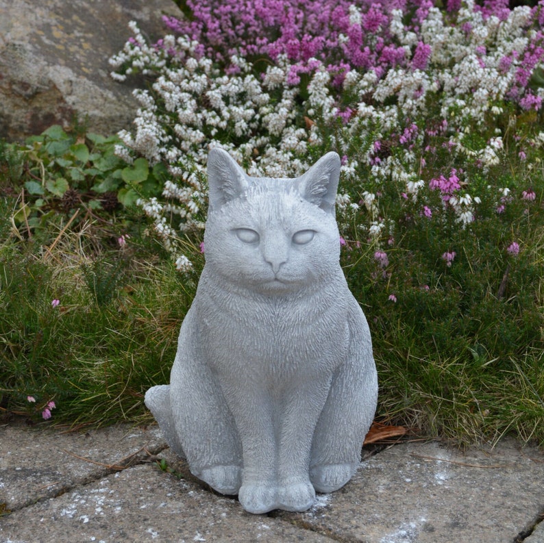 Cat Garden Statue Cat Memorial Indoor Outdoor Sculpture Cement Etsy