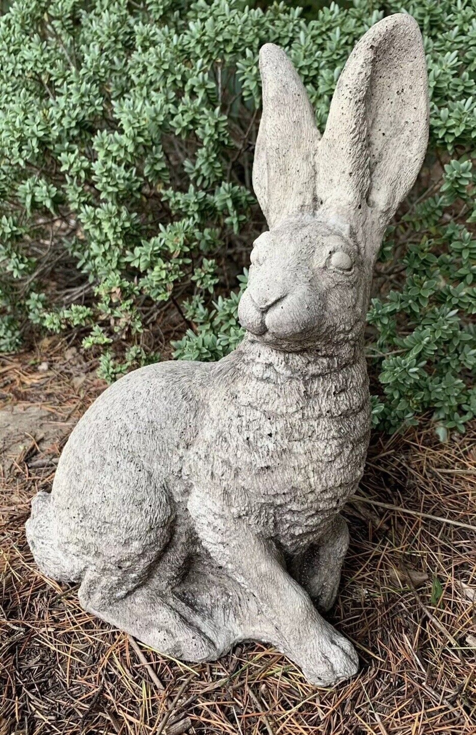 Large Rabbit Sculpture Stone Bunny Figure Concrete Rabbit Etsy