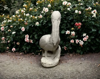 Standing pelican figure Concrete pelican bird sculpture Outdoor garden art