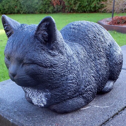 Black Cat Garden Statue Outdoor Sculpture Concrete Backyard Etsy