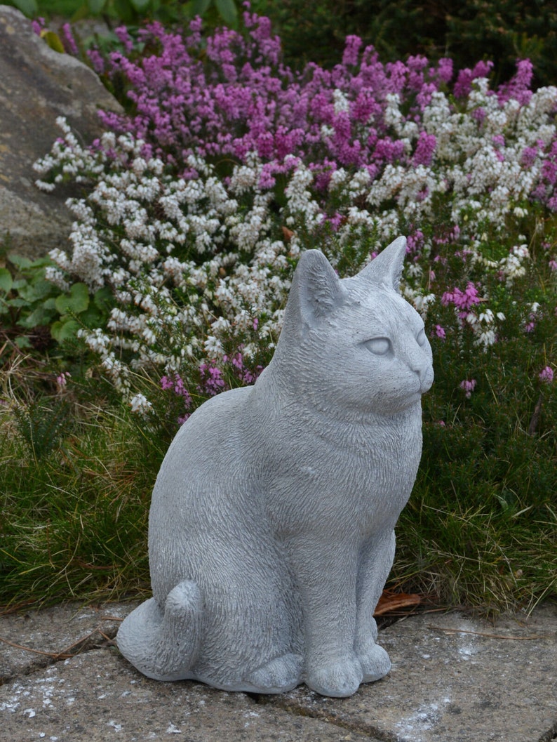 Cat Garden Statue Cat Memorial Indoor Outdoor Sculpture Cement Etsy