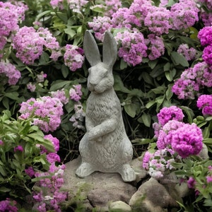 Standing rabbit with splited ears statue Concrete bunny figure Outdoor garden or backyard figurine