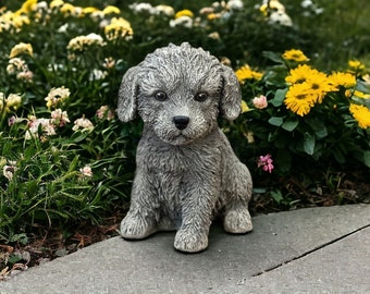 Sitting puppy doodle statue Concrete doodle figure Outdoor garden decoration Pet memorial stone