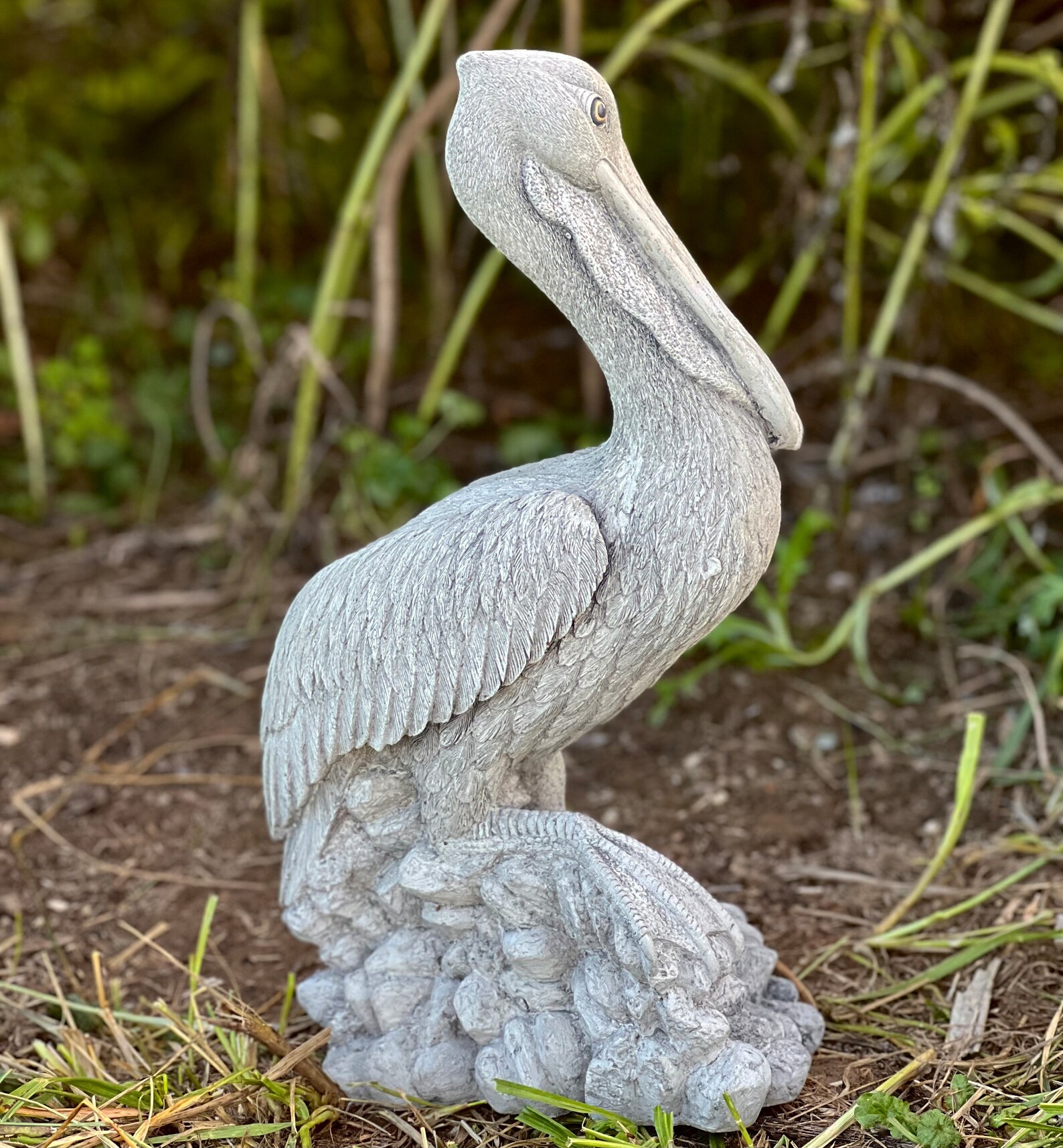 Stone Pelican Statue Concrete Pelican Sculpture Garden Bird Etsy