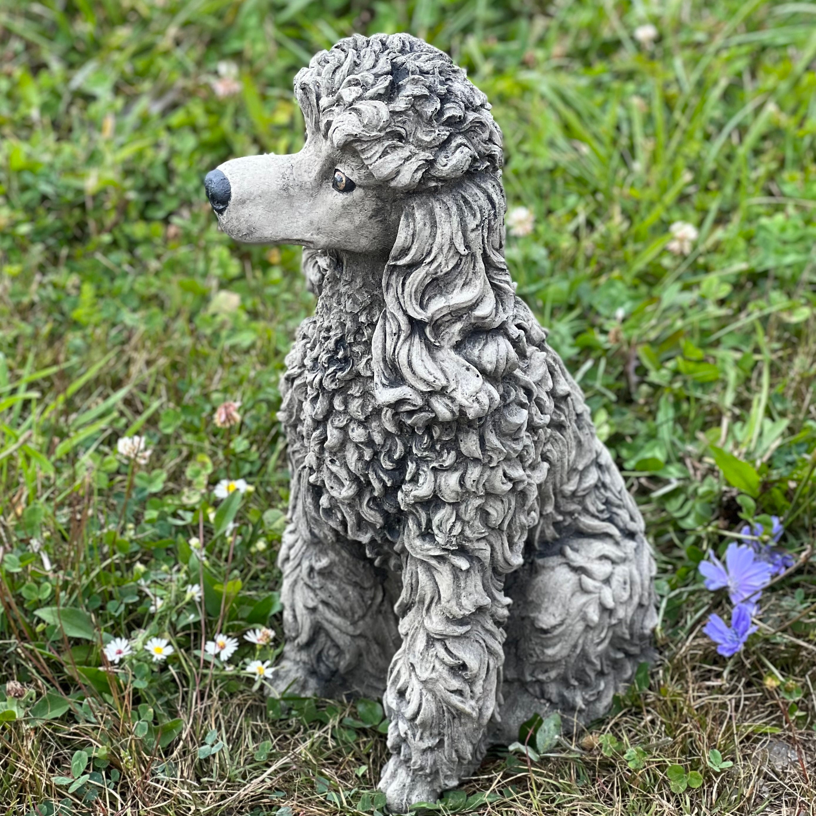 Large Poodle Statue Waterproof Black Poodle Figurine Concrete Etsy