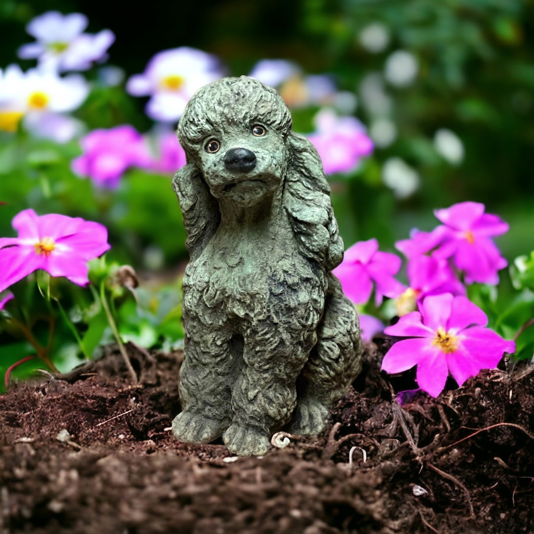 Concrete Poodle Dog Statue Detailed Dog Memorial Sculpture Etsy