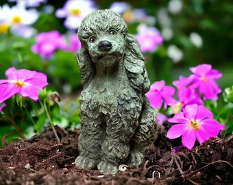 Concrete Poodle dog statue Detailed dog memorial sculpture Outdoor Poodle figurine