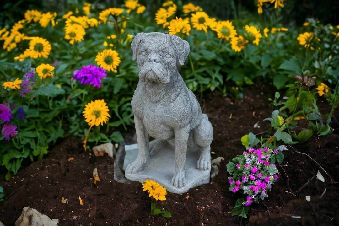 Sitting Boxer Dog Sculpture Realistic Boxer Dog Memorial Etsy