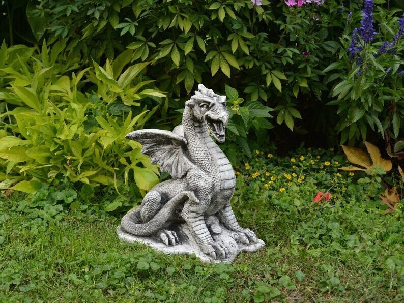 Statue de Jardin Dragon Extérieur Noir Antique 70cm Grossiste Statue