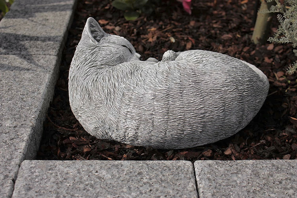Garden Statue Sleeping Cat Figure Handmade Pet Memorial Etsy