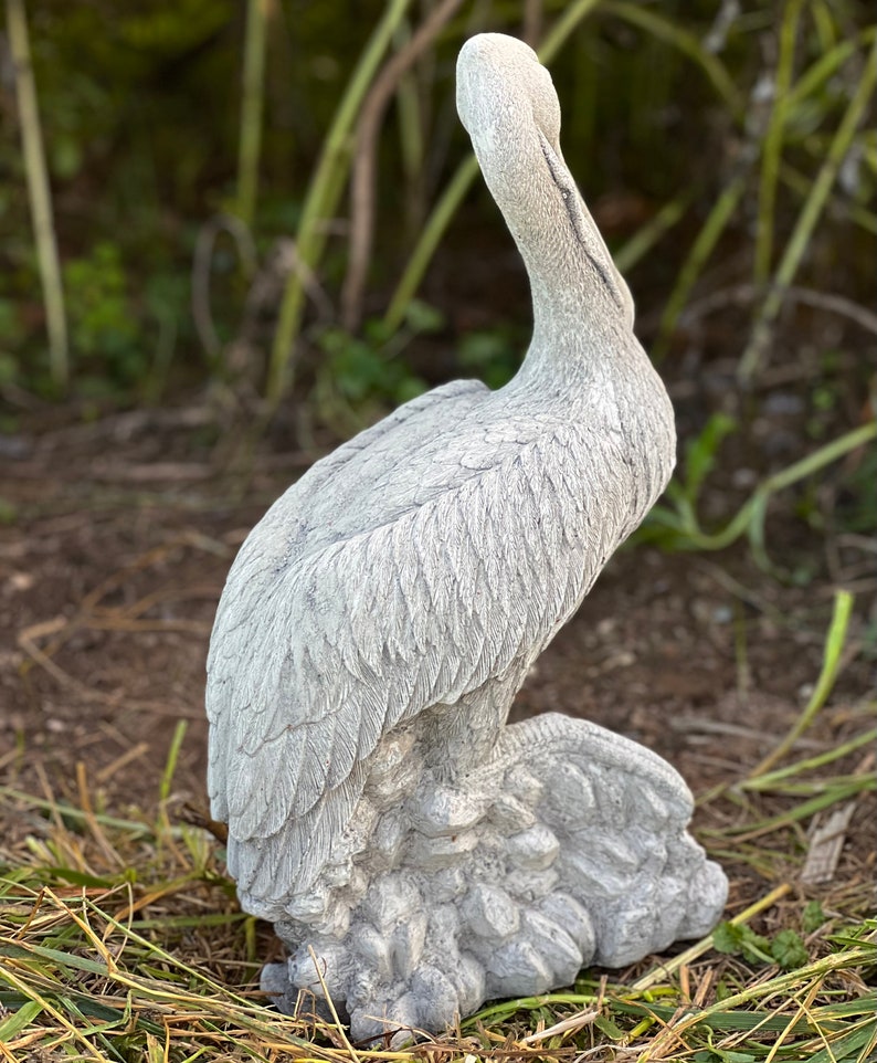 Stone Pelican Statue Concrete Pelican Sculpture Garden Bird Etsy