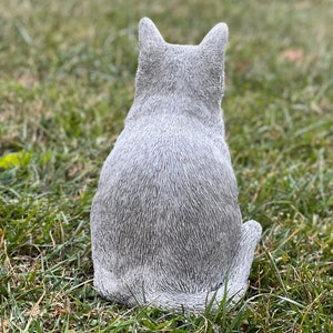 Grey cat statue Stone cat figurine Tabby cat Sculpture Outdoor Lawn Ornament Backyard decor Concrete Cat Memorial decoration Pet Statue image 8