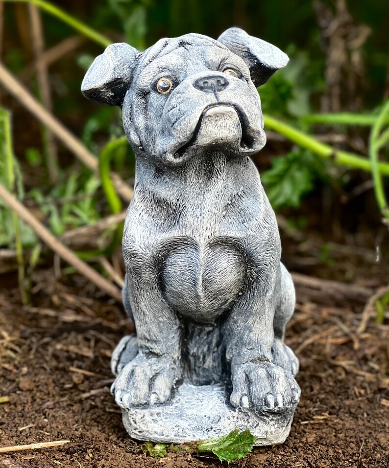 Concrete Boxer Dog Statue Sitting Boxer Puppy Figurine Massive Etsy