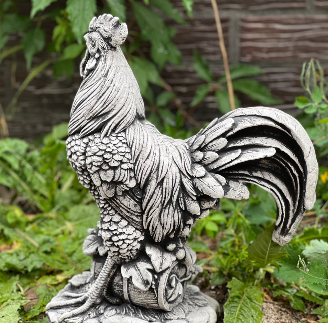 Country Rooster Statue Farmhouse Rooster Figurine Concrete Etsy
