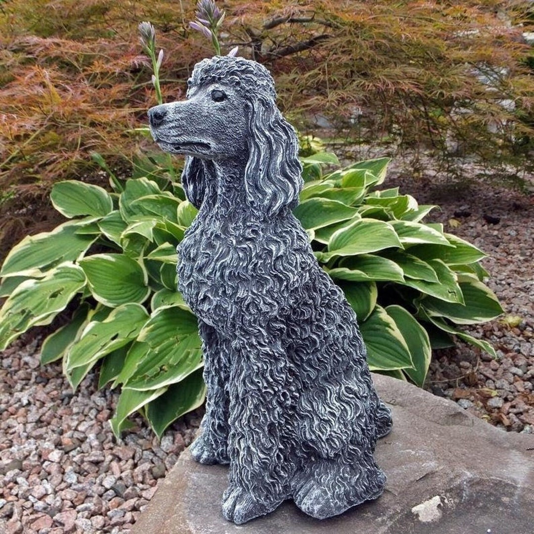 Sitting Poodle Dog Statue Concrete Sitting Poodle Puppy Figurine