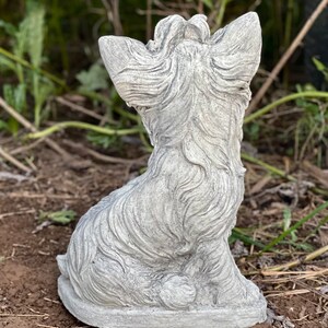 Large Yorkshire terrier statue Concrete Yorkie figurine Black White Yorkie sculpture Garden animal Zen garden ornament Life size statue image 6