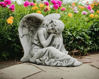 Massive angel statue Concrete angel with foot out sculpture Detailed outdoor figure