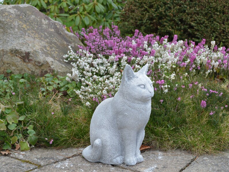 Cat Garden Statue Cat Memorial Indoor Outdoor Sculpture Cement Etsy