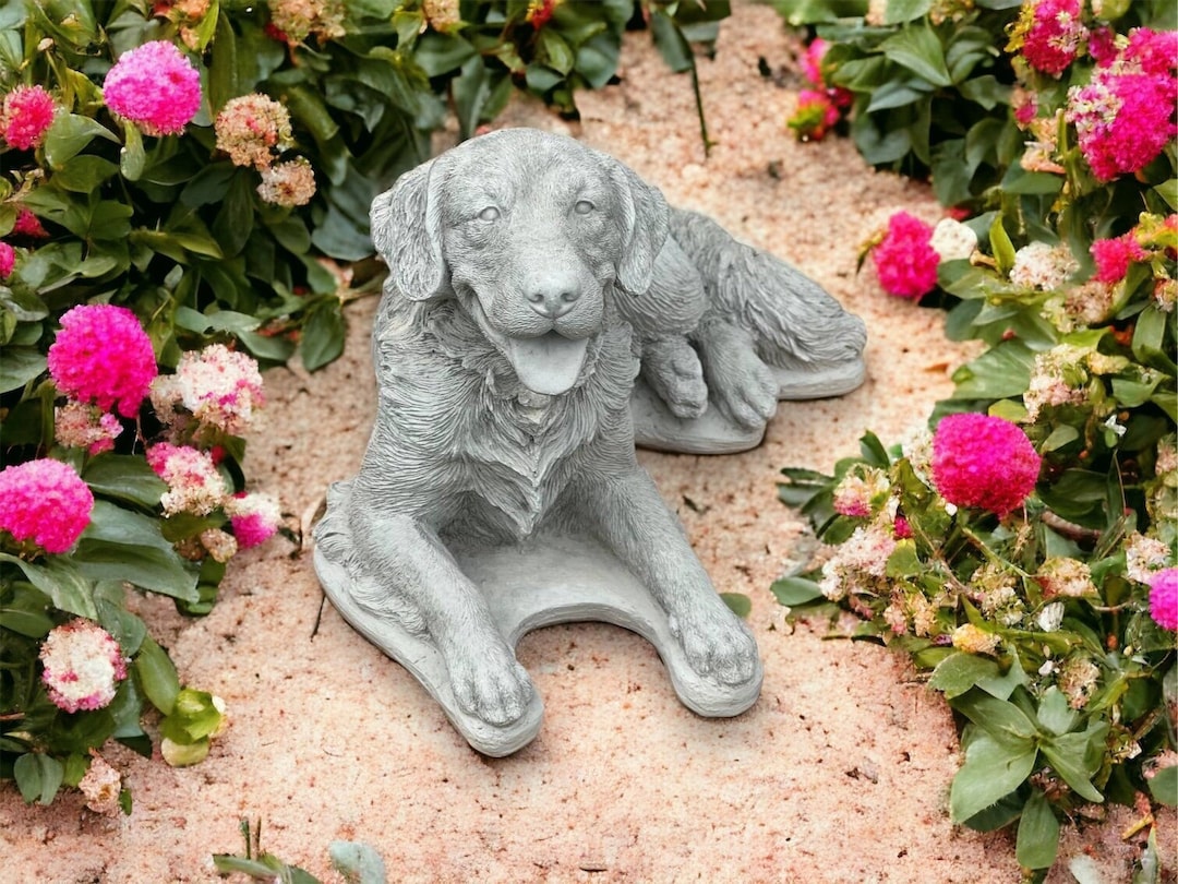 Concrete Golden Retriever Statue Laying Golden Retriever Dog Figure