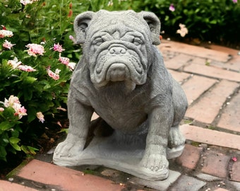 Massive Bulldog statue Sitting large Bulldog figure Concrete dog memorial sculpture