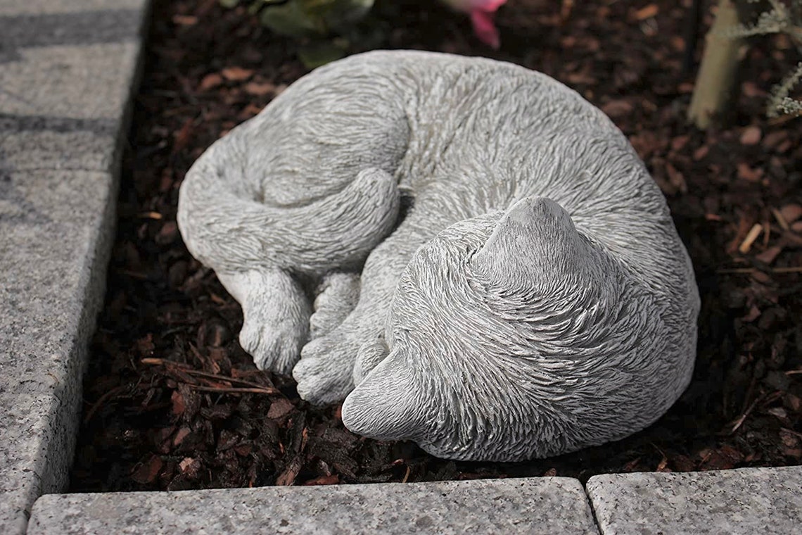 Garden Statue Sleeping Cat Figure Handmade Pet Memorial Etsy