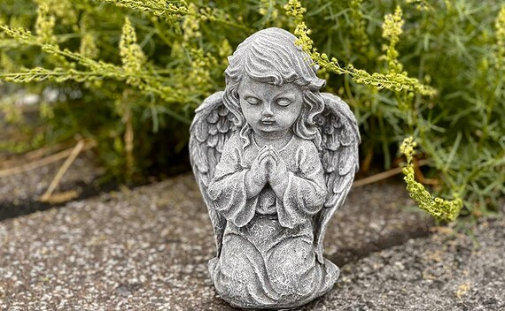 Vintage Large Angel Figurine Resting on a Rock to Put Over Shelf