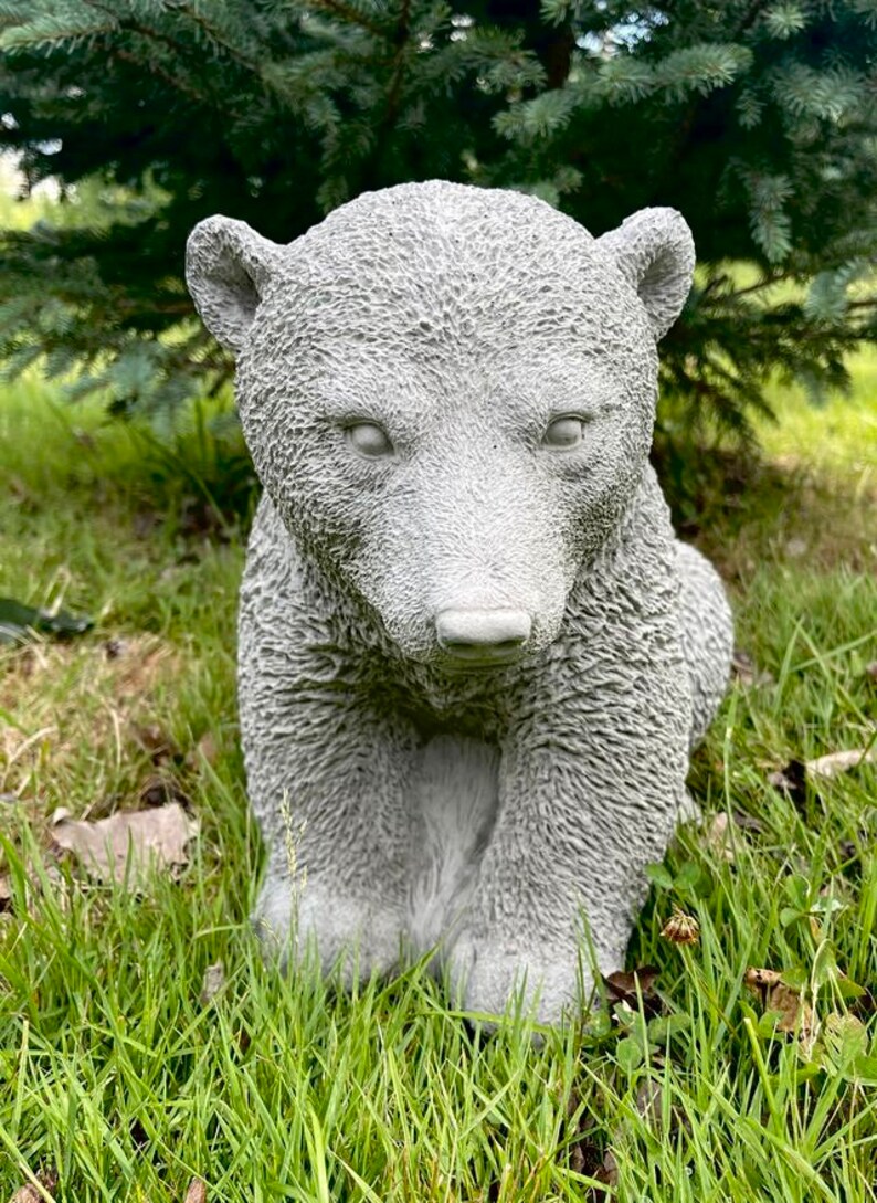 Large Bear Sculpture Zen Garden Decor Concrete Bear Home Decor Etsy