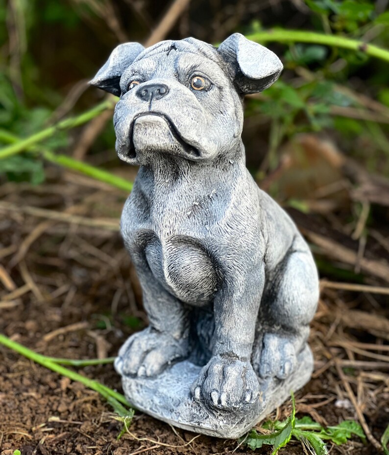 Concrete Boxer Dog Statue Sitting Boxer Puppy Figurine Massive Etsy