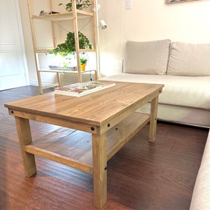 Free Delivery! | Handmade Rustic Coffee Table With Storage | Living Room Pallet / Plank Style Table With Shelf | Solid Wood Modern Furniture