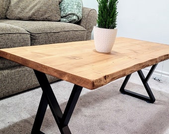 Free Delivery U.S.A & CAN | Handmade Live Edge Coffee Table | Solid Wood Hand carved Living Room Furniture | Rustic Modern Plant Stand Bench