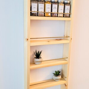 13 Wide Brass Rod Spice Rack Solid Wood 6-48 Jar Wall Mounted or ...