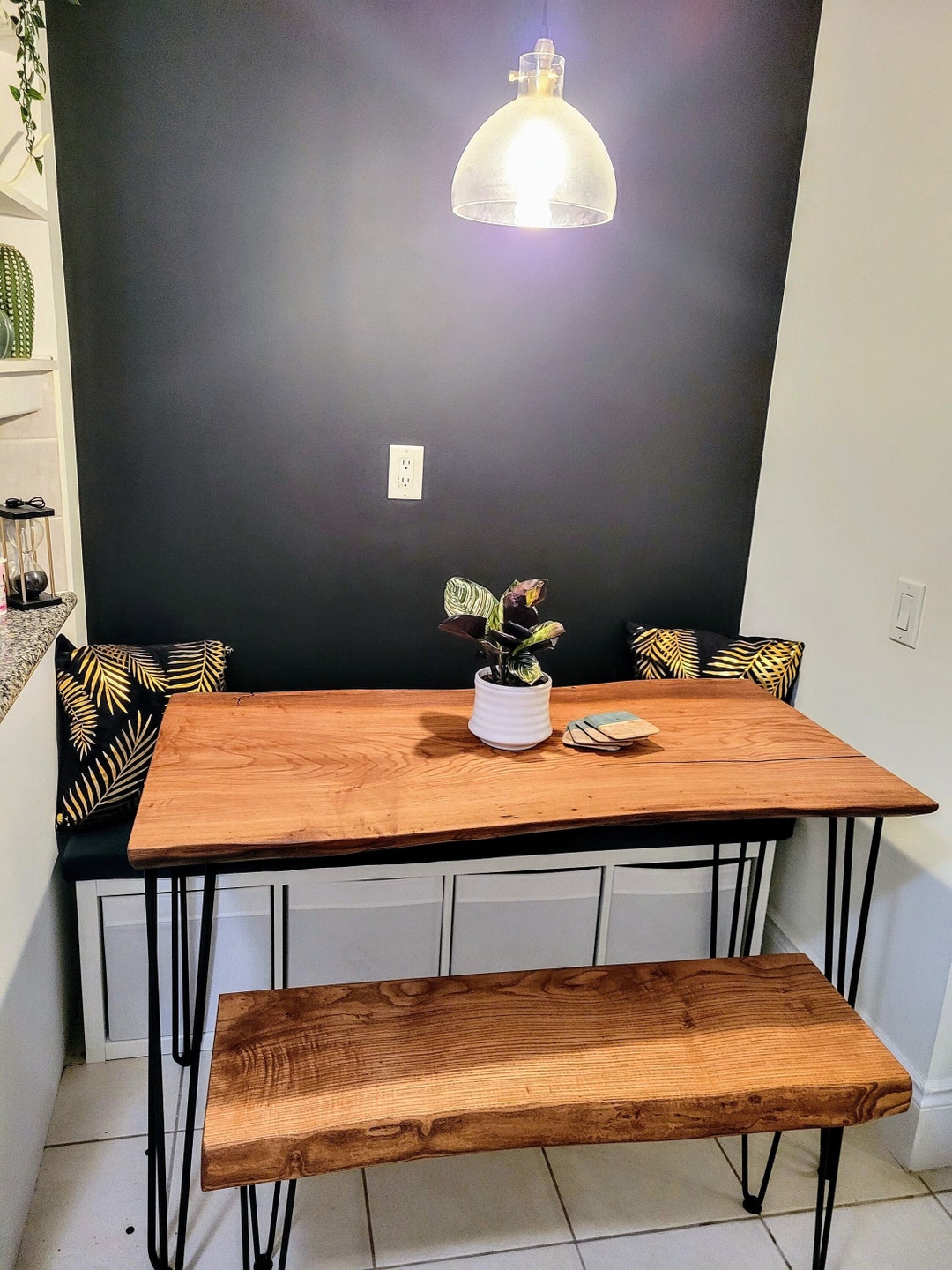 Live Edge Modern Rustic Kitchen Table | Breakfast Nook | Small Dining ...
