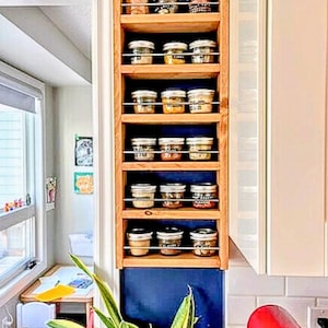 11&quot; Wide Space Saving Spice Rack With Stainless Steel Or Brass Bars | Rustic Modern Farmhouse Kitchen Mason Jar Storage Organization Ideas |